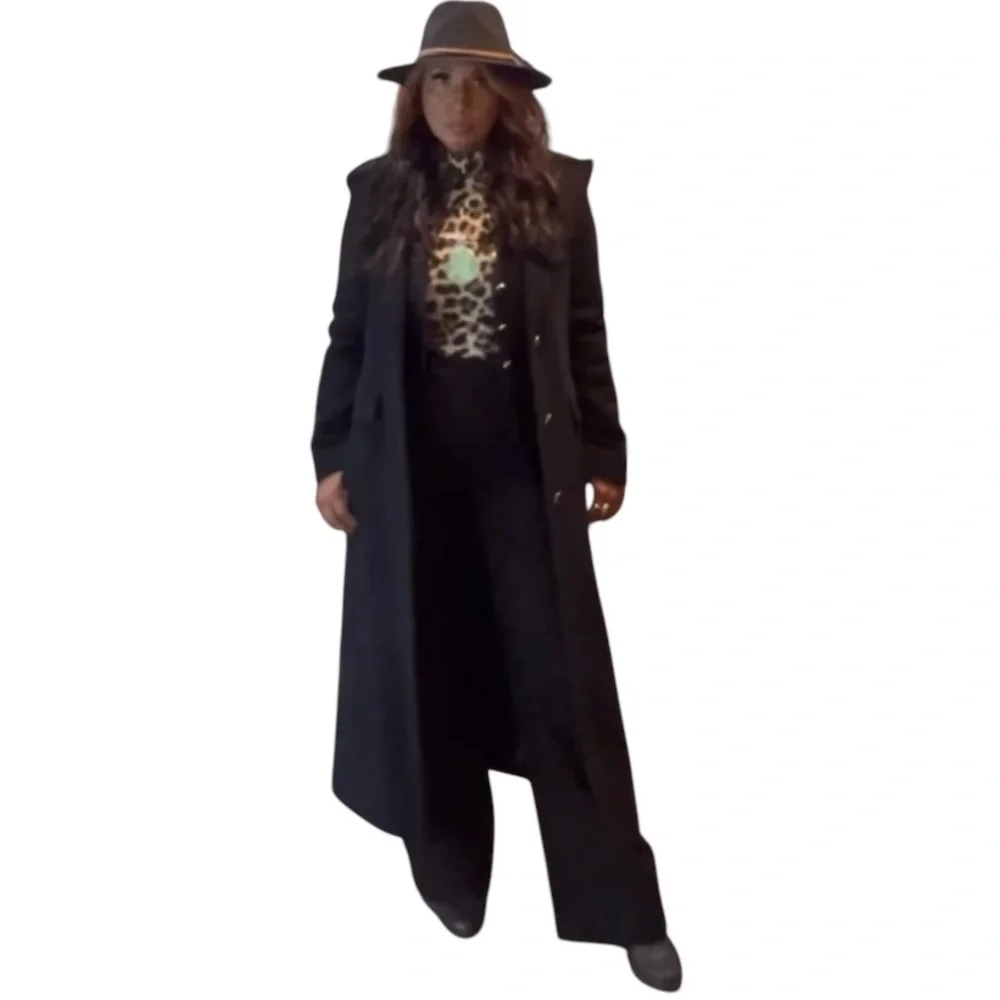 Calvin Klein Black tailored  Long  Coat,Small - Picture 6 of 6